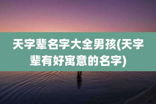 天字辈名字大全男孩(天字辈有好寓意的名字)