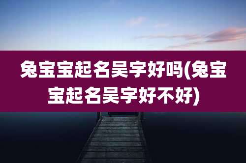兔宝宝起名吴字好吗(兔宝宝起名吴字好不好)
