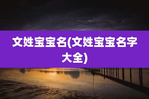 文姓宝宝名(文姓宝宝名字大全)