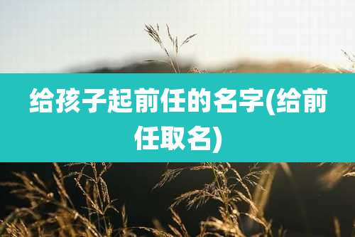 给孩子起前任的名字(给前任取名)