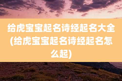 给虎宝宝起名诗经起名大全(给虎宝宝起名诗经起名怎么起)