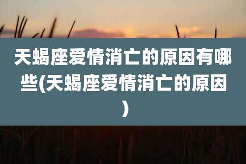 天蝎座爱情消亡的原因有哪些(天蝎座爱情消亡的原因)