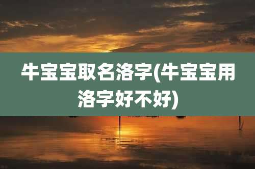 牛宝宝取名洛字(牛宝宝用洛字好不好)