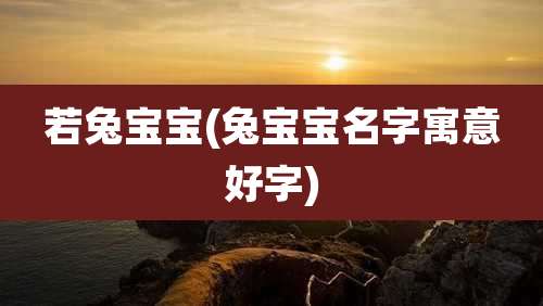 若兔宝宝(兔宝宝名字寓意好字)