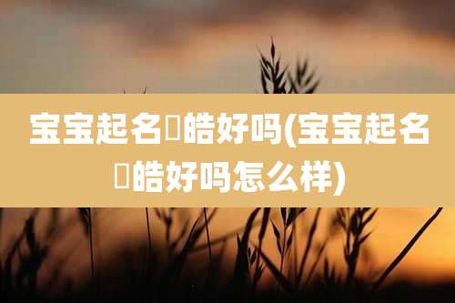 宝宝起名璟皓好吗(宝宝起名璟皓好吗怎么样)