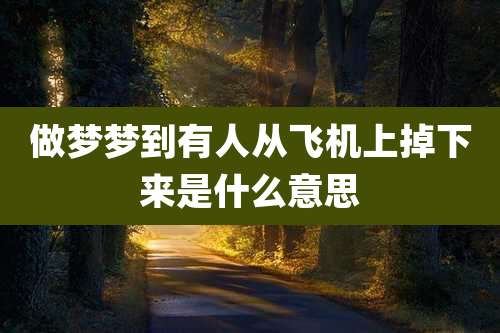 做梦梦到有人从飞机上掉下来是什么意思