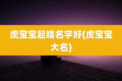 虎宝宝起啥名字好(虎宝宝大名)