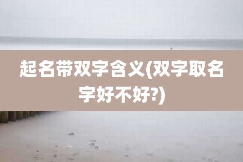 起名带双字含义(双字取名字好不好?)