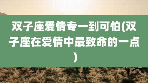 双子座爱情专一到可怕(双子座在爱情中最致命的一点)