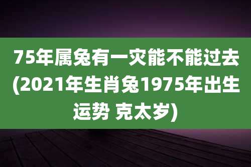 75年属兔有一灾能不能过去(2021年生肖兔1975年出生运势 克太岁)