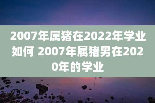 2007年属猪在2022年学业如何 2007年属猪男在2020年的学业