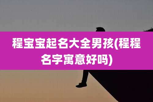 程宝宝起名大全男孩(程程名字寓意好吗)