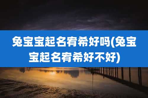 兔宝宝起名宥希好吗(兔宝宝起名宥希好不好)