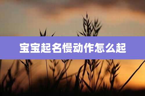 宝宝起名慢动作怎么起