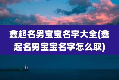 鑫起名男宝宝名字大全(鑫起名男宝宝名字怎么取)