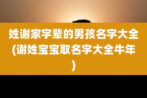 姓谢家字辈的男孩名字大全(谢姓宝宝取名字大全牛年)