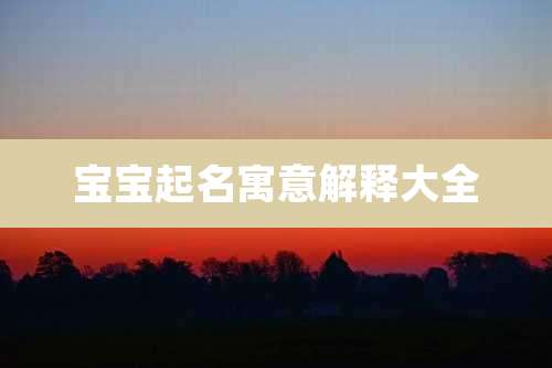 宝宝起名寓意解释大全