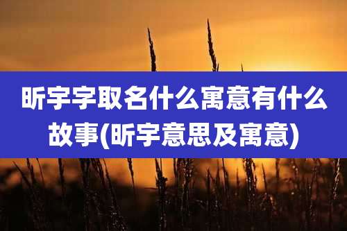 昕宇字取名什么寓意有什么故事(昕宇意思及寓意)