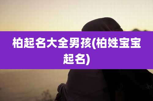 柏起名大全男孩(柏姓宝宝起名)