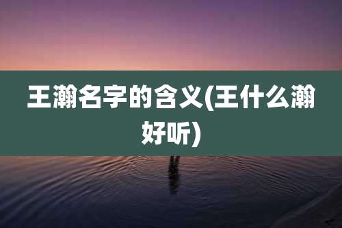 王瀚名字的含义(王什么瀚好听)