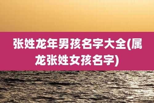 张姓龙年男孩名字大全(属龙张姓女孩名字)