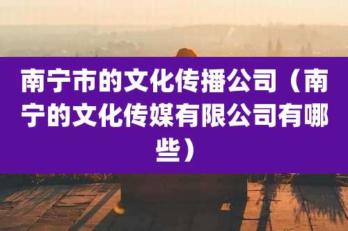 南宁市的文化传播公司（南宁的文化传媒有限公司有哪些）