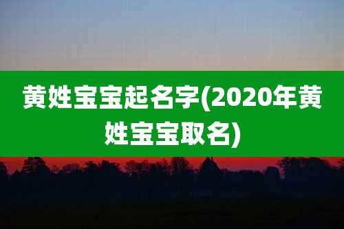 黄姓宝宝起名字(2020年黄姓宝宝取名)
