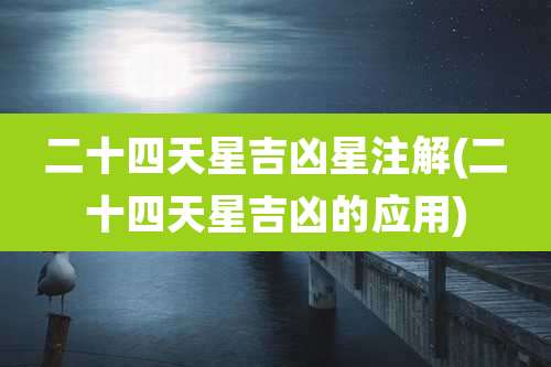 二十四天星吉凶星注解(二十四天星吉凶的应用)