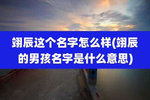 翊辰这个名字怎么样(翊辰的男孩名字是什么意思)