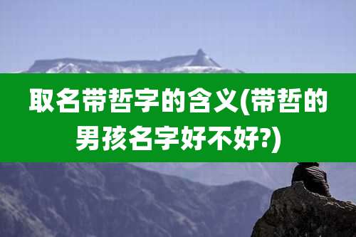 取名带哲字的含义(带哲的男孩名字好不好?)