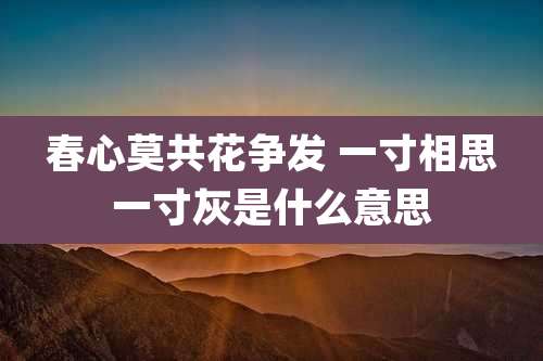 春心莫共花争发 一寸相思一寸灰是什么意思
