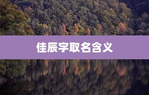 佳辰字取名含义