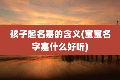 孩子起名嘉的含义(宝宝名字嘉什么好听)