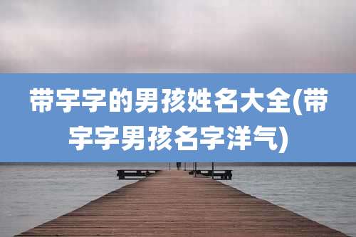 带宇字的男孩姓名大全(带宇字男孩名字洋气)
