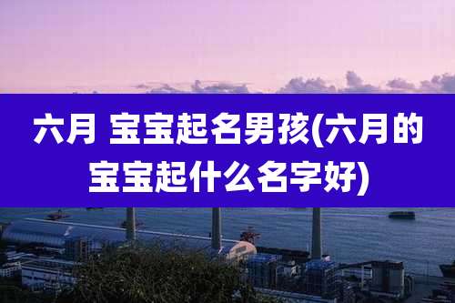六月 宝宝起名男孩(六月的宝宝起什么名字好)
