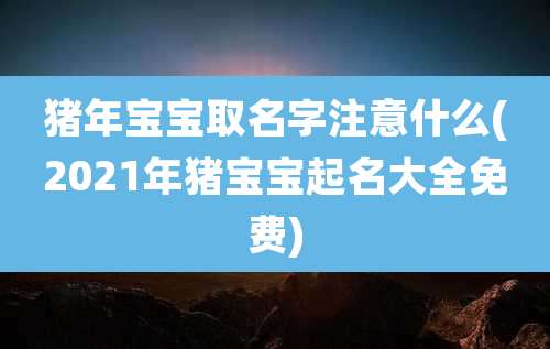 猪年宝宝取名字注意什么(2021年猪宝宝起名大全免费)