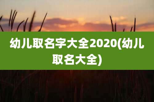幼儿取名字大全2020(幼儿取名大全)