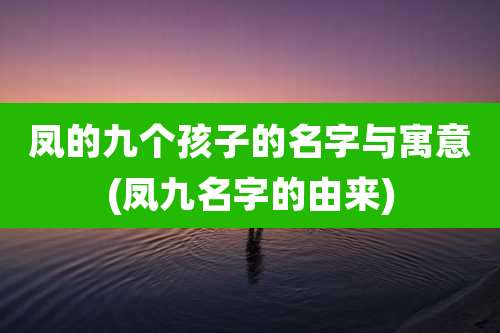 凤的九个孩子的名字与寓意(凤九名字的由来)