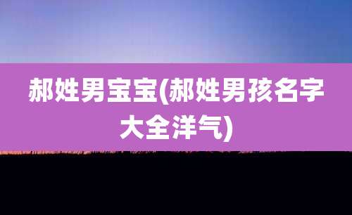 郝姓男宝宝(郝姓男孩名字大全洋气)