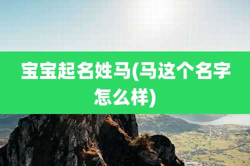 宝宝起名姓马(马这个名字怎么样)