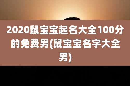 2020鼠宝宝起名大全100分的免费男(鼠宝宝名字大全男)