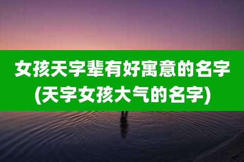 女孩天字辈有好寓意的名字(天字女孩大气的名字)