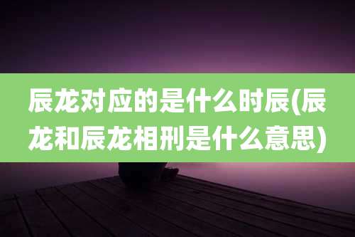 辰龙对应的是什么时辰(辰龙和辰龙相刑是什么意思)