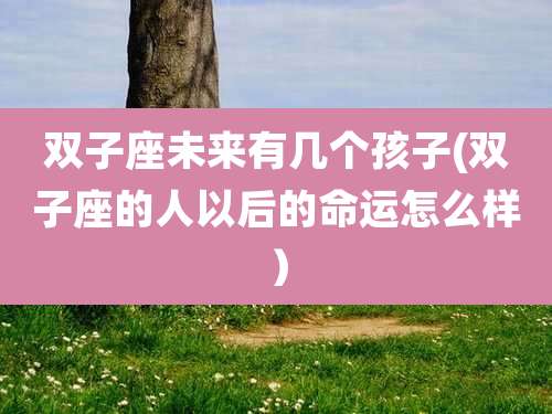 双子座未来有几个孩子(双子座的人以后的命运怎么样)