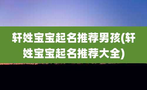 轩姓宝宝起名推荐男孩(轩姓宝宝起名推荐大全)