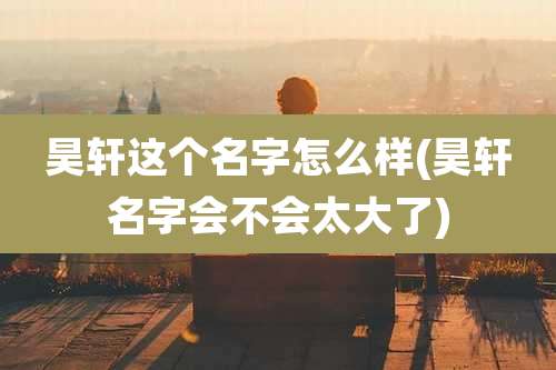 昊轩这个名字怎么样(昊轩名字会不会太大了)