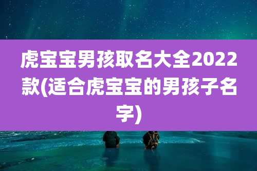 虎宝宝男孩取名大全2022款(适合虎宝宝的男孩子名字)