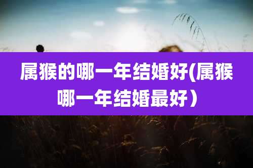 属猴的哪一年结婚好(属猴哪一年结婚最好)