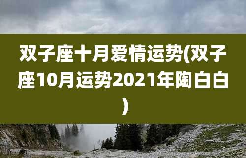 双子座十月爱情运势(双子座10月运势2021年陶白白)