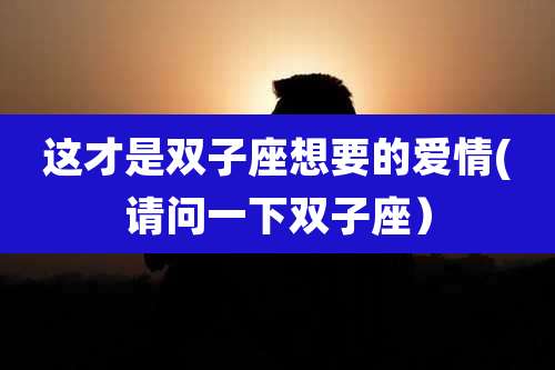 这才是双子座想要的爱情(请问一下双子座）